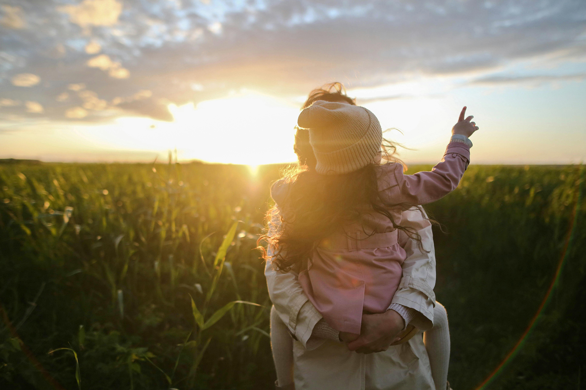 family at sunset